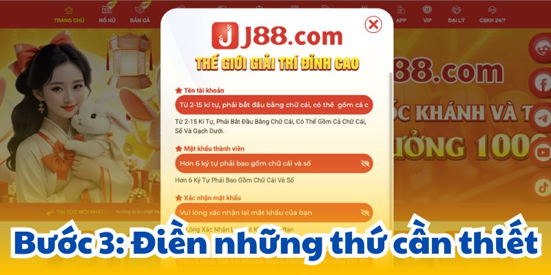 Bước 3: Điền những thứ cần thiết